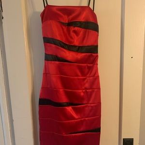 B.Darlin red and black banded dress!